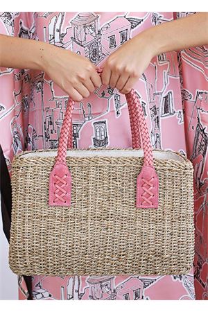Borsa mare in corda e manici rosa Laboratorio Capri | 234ROSA